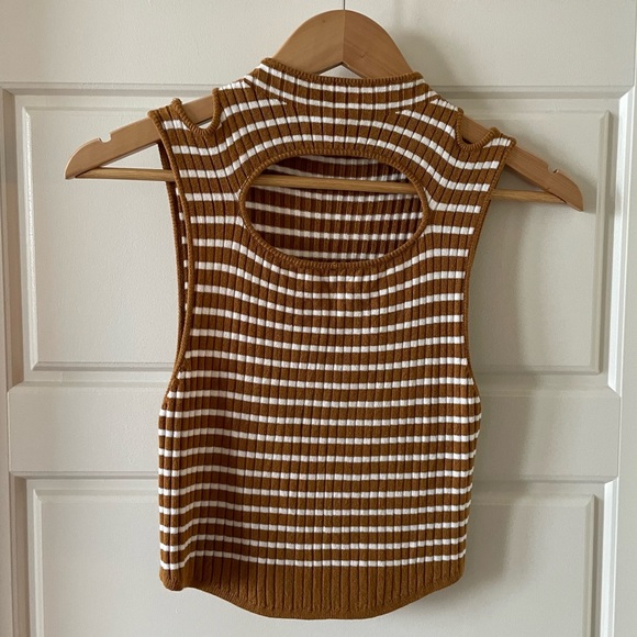 NWOT UO Parker Keyhole Sleeveless Sweater in Brown Multi Size Small - Picture 2 of 7